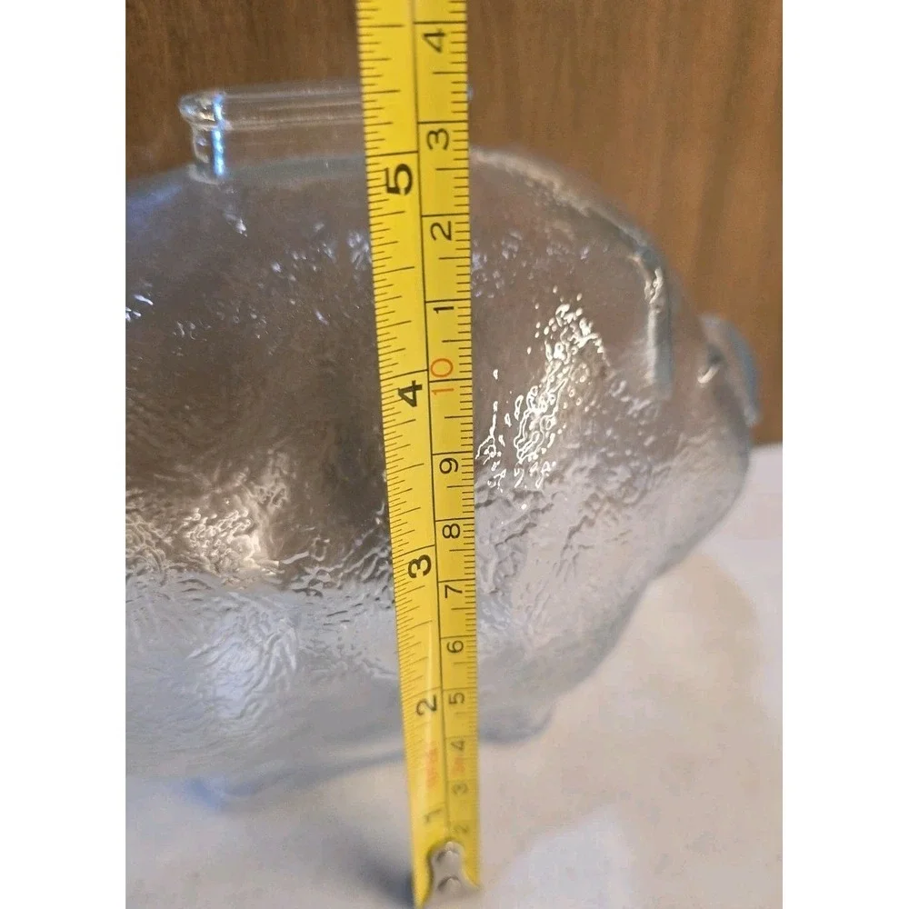 Vintage inspired Anchor Hocking Glass Pig Coin Bank Big Clear‎ Piggy Bank